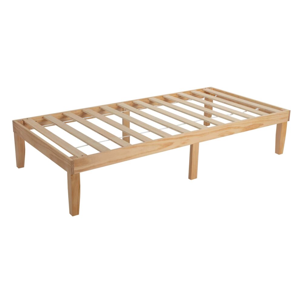 Single Size Warm Wooden Natural Bed Base Frame  Single