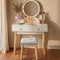 Dressing Vanity Table Stool Set with Make-up LED Lighted Mirror-White