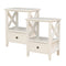 2-tier Bedside Table with Storage Drawer 2 PC Rustic White