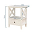 2-tier Bedside Table with Storage Drawer 2 PC Rustic White