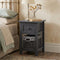 Grey Bedside Table with Wicker Basket