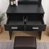 Fidel Vanity Set with Cushioned Stool and Lighted Mirror- Black