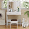 Fidel Vanity Set with Cushioned Stool and Lighted Mirror- White