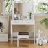 Fidel Vanity Set with Cushioned Stool and Lighted Mirror- White