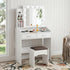 Diana Vanity Set with Shelves Cushioned Stool and Lighted Mirror- White