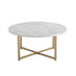 White Marble Effect Round Coffee Table with Gold Legs