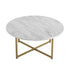 White Marble Effect Round Coffee Table with Gold Legs