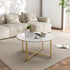 White Marble Effect Round Coffee Table with Gold Legs