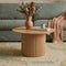 Round Wooden Coffee Table Ribbed Modern Living Room Accent Table Natural