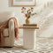 Clara Dusk Natural Side Table Wood Grain Top Textured White Base Furniture