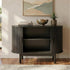 Mid-Century Black Ribbed Sideboard Cabinet