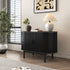 Mid-Century Black Ribbed Sideboard Cabinet