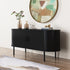 Ribbed Black Sideboard with Sliding Doors