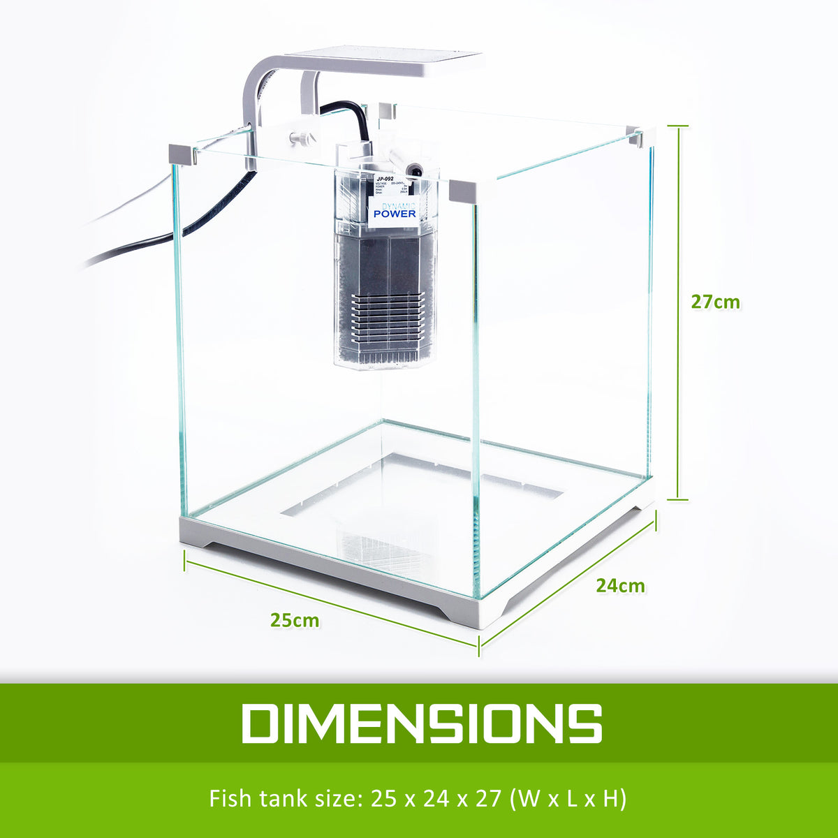 16L Starfire Glass Aquarium with LED Light and Filter Pump