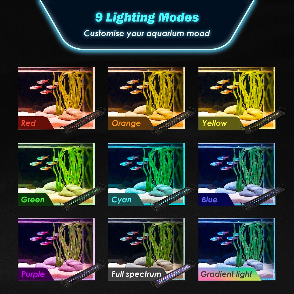Planted Aquarium LED Light Day Night Cycle Full Spectrum 12W 26cm