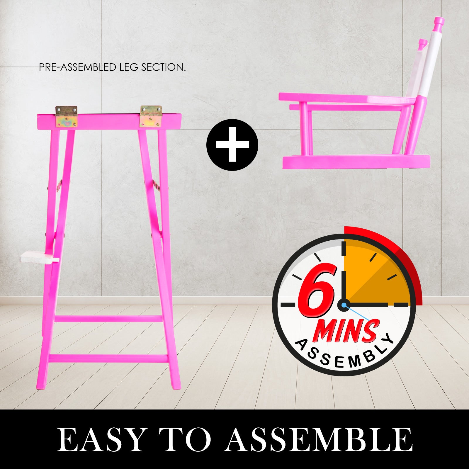 2X Director Movie Folding Tall Chair 76cm PINK HUMOR