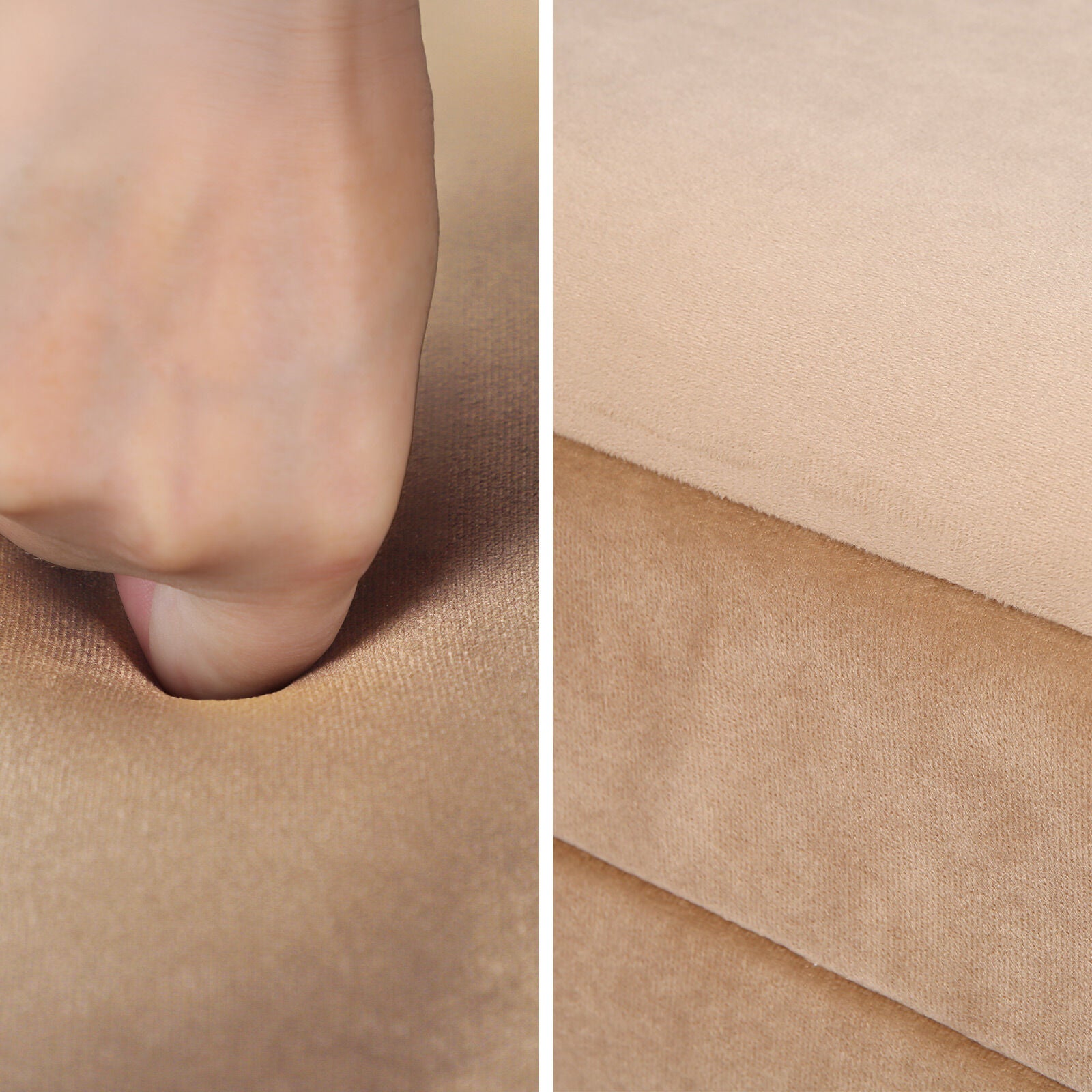 Coffee Table Storage Ottoman - Velvet Blanket Box Bench DEMI - CAMEL BEIGE