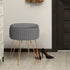 Side Table Storage Ottoman - Velvet Padded Stool Vanity Footstool REMY GREY