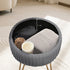 Side Table Storage Ottoman - Velvet Padded Stool Vanity Footstool REMY GREY
