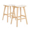 2X Wooden Bar Stool Padded Fabric Dining Chair KANSO 65cm BEIGE