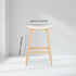 2X Wooden Bar Stool Padded Fabric Dining Chair KANSO 65cm BEIGE