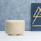 Fabric Ottoman Round Wooden Leg Foot Stool, Beige, 150kg Load Cap