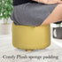 Fabric Ottoman Round Wooden Leg Foot Stool - MUSTARD YELLOW