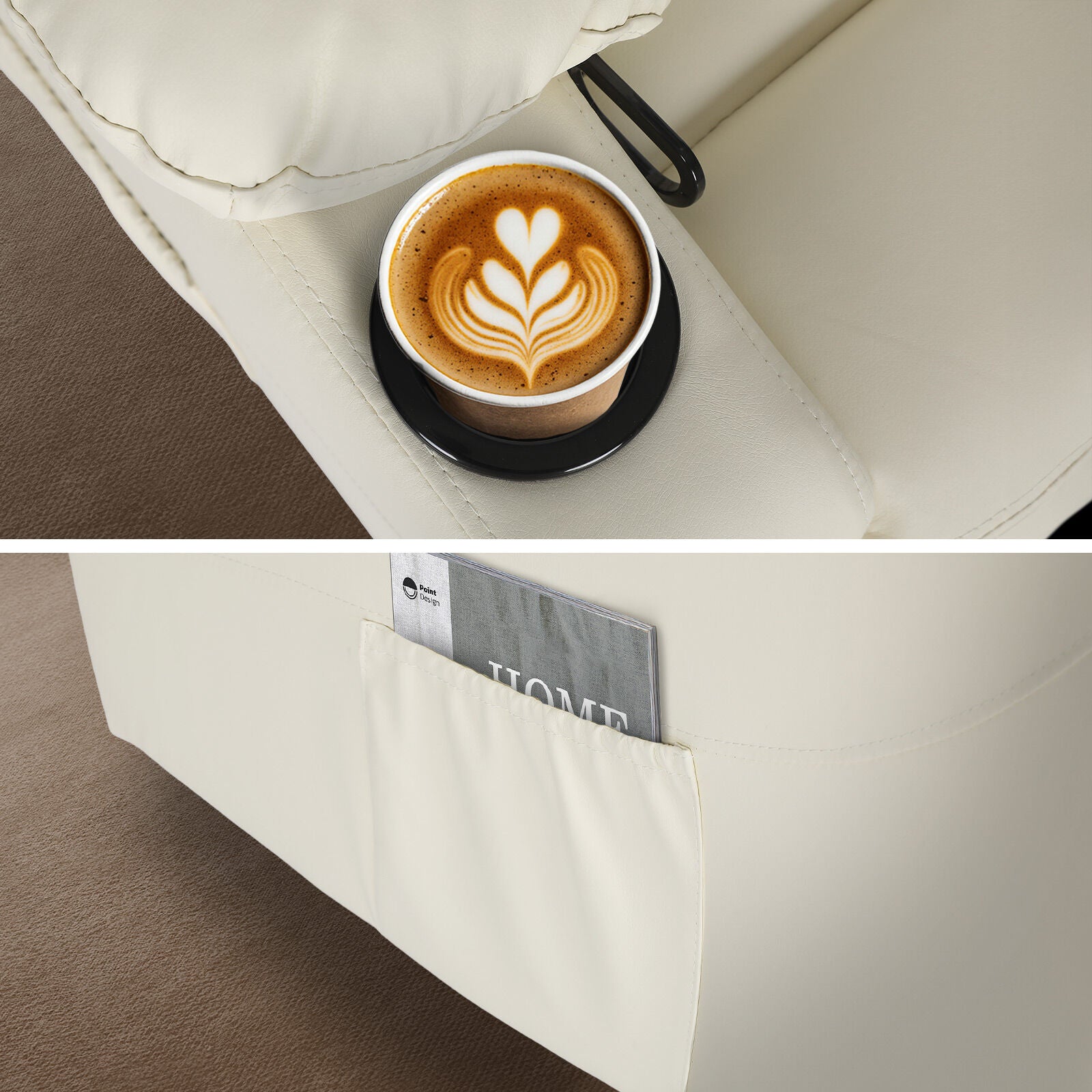 8-Point Electric Massage Recliner Chair - PU Leather Lounge Sofa Armchair CELINA CREAM