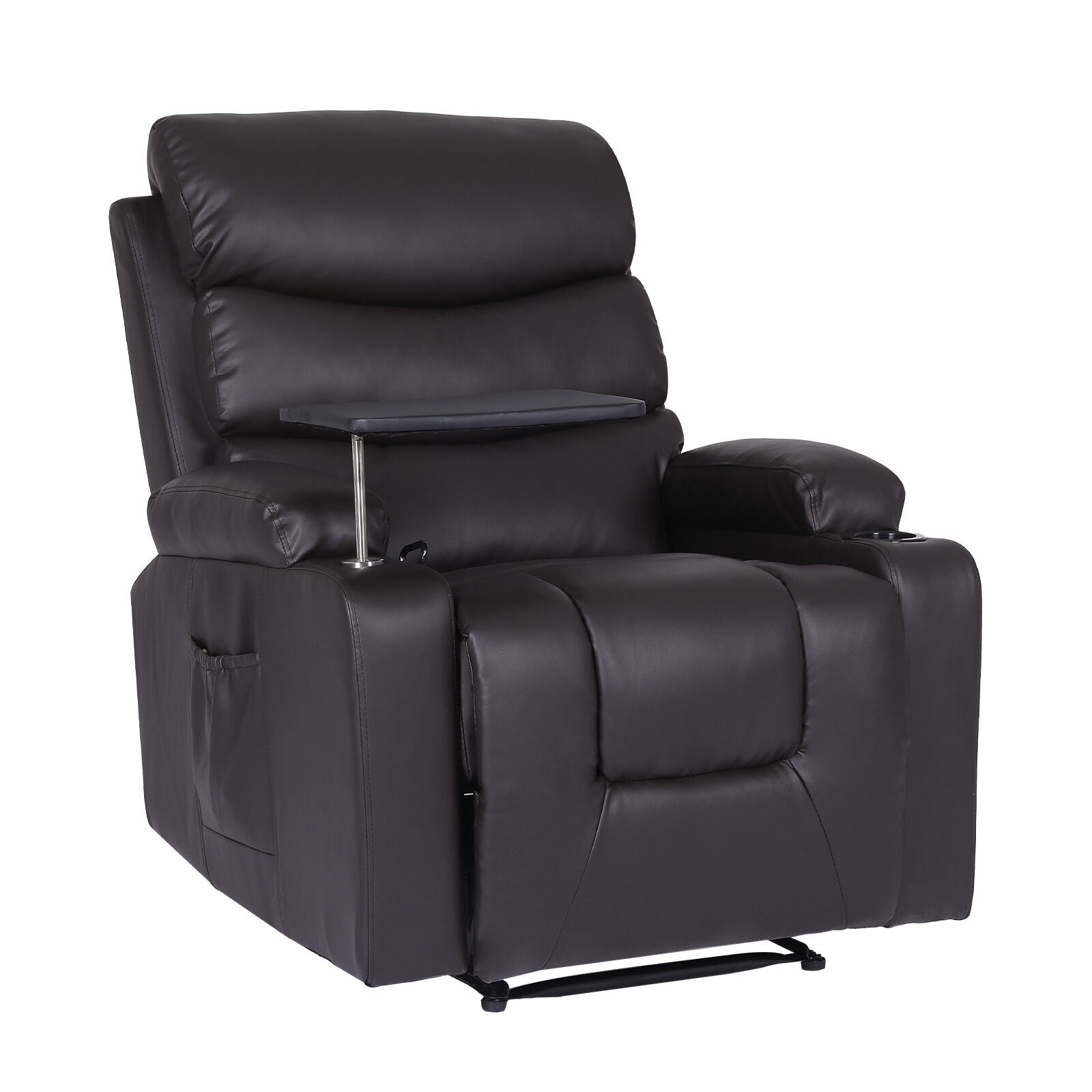 8-Point Electric Massage Recliner Chair - PU Leather Electric Lounge Sofa Armchair HARLOW BROWN