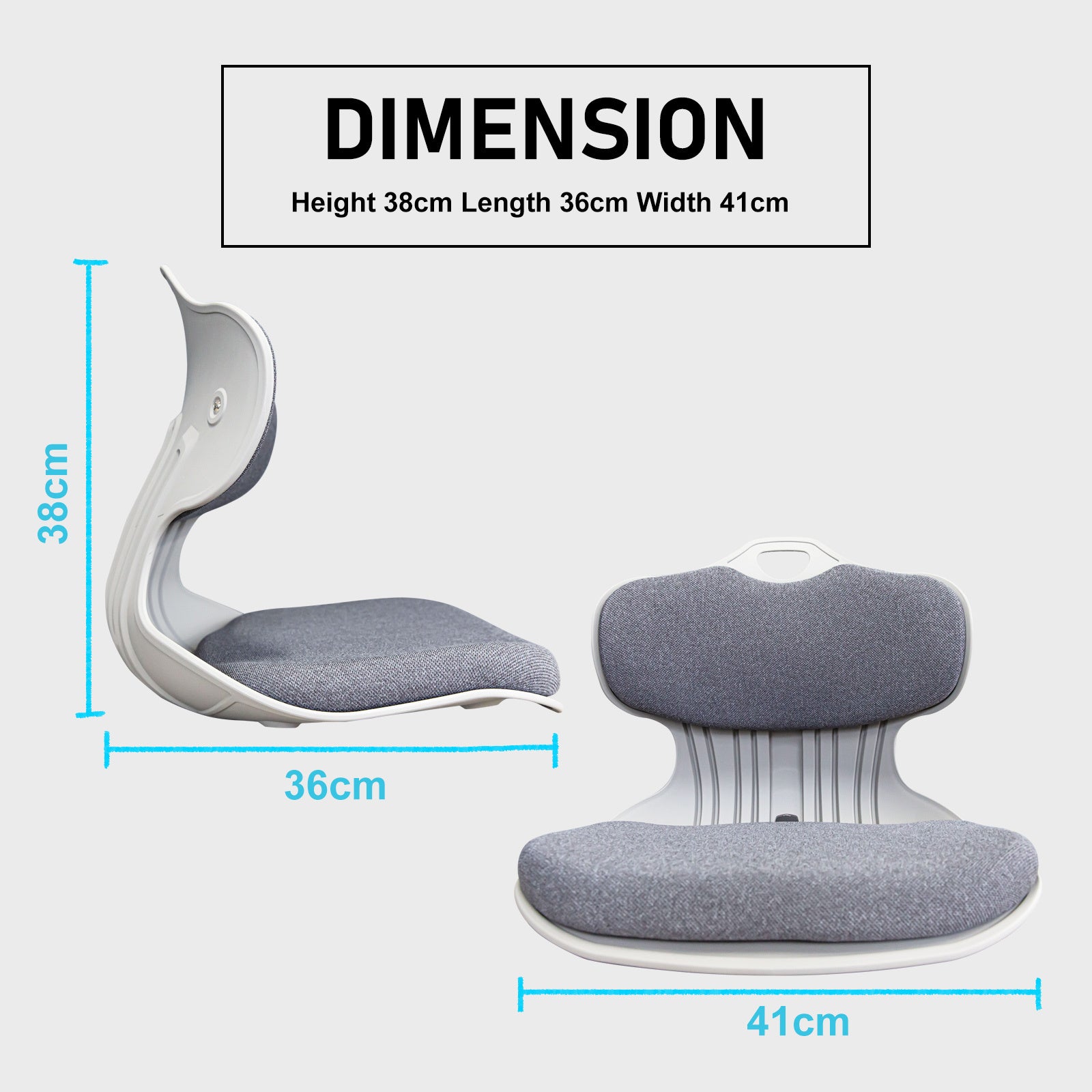 2X Slender Chair Posture Correction Seat Floor Lounge Padded Stackable GREY