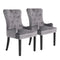 2X French Provincial Dining Chair Ring Studded Velvet Rubberwood Leg LISSE GREY