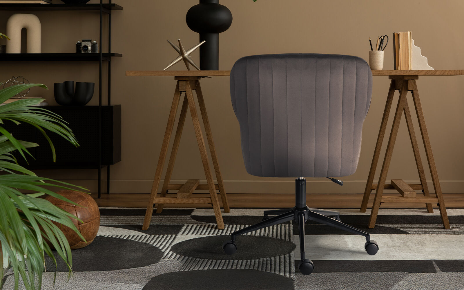 Desk Armchair - Home Office Swivel Chair Adjustable Height Seat PLUME GREY