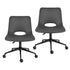 2 Set Office Desk Chair - PU Leather Home Swivel Chair Cut-Out Seat HALO GREY