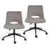 2 Set Office Desk Chair - Loop Yarn Fabric Home Swivel Chair Cut-Out Seat HALO GREY
