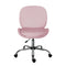 Office Desk Chair - Velvet Armless Swivel Study Seat OVOID PINK