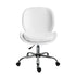 Office Desk Chair - Teddy Boucle Armless Swivel Study Seat OVOID WHITE
