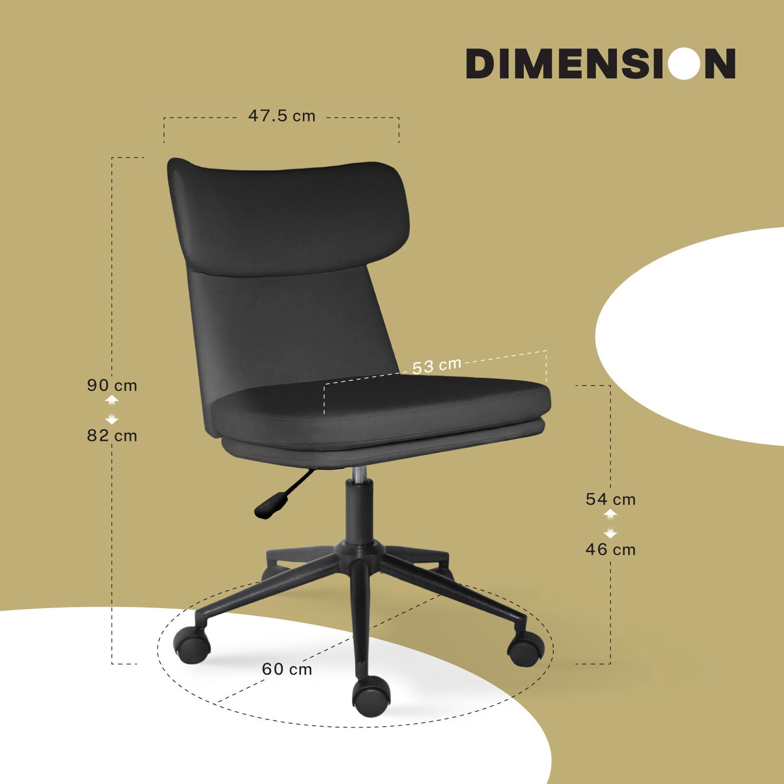 Office Desk Chair - PU Leather Home Office Swivel Chair Computer Seat BLACK