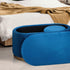 3 Piece Set Storage Ottoman - Blanket Box Velvet Padded Bench Stool FAYE BLUE