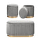 3pc Velvet Storage Ottoman Set Grey Blanket Box Padded Bench Stools Pack