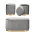 3pc Velvet Storage Ottoman Set Grey Blanket Box Padded Bench Stools Pack