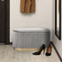 3pc Velvet Storage Ottoman Set Grey Blanket Box Padded Bench Stools Pack