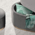 3pc Velvet Storage Ottoman Set Grey Blanket Box Padded Bench Stools Pack
