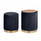 2X Side Table Storage Ottoman - Velvet Stool MIRA Black