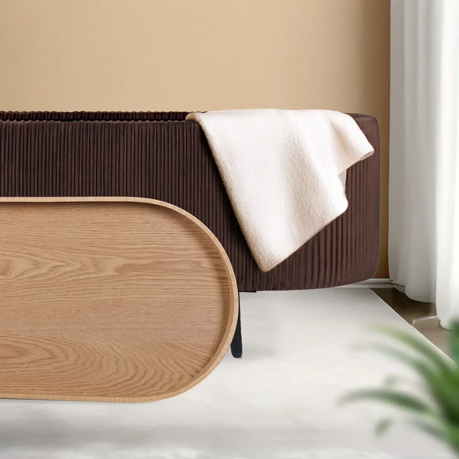 Coffee Table Storage Ottoman - Velvet Padded Blanket Box Bench IRENE BROWN