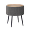 Side Table Storage Ottoman - Velvet Padded Stool Vanity Footstool CLEO GREY