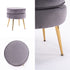 Ottoman Foot Stool Velvet Fabric Metal Leg Round GREY