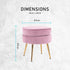 Ottoman Foot Stool Velvet Fabric Metal Leg Round PINK