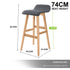 4X Wooden Bar Stool Dining Chair Fabric SOPHIA 74cm GREY