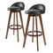 2X Wooden Bar Stool Dining Chair Leather LEILA 72cm BLACK BROWN