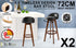 2X Wooden Bar Stool Dining Chair Leather LEILA 72cm BLACK BROWN